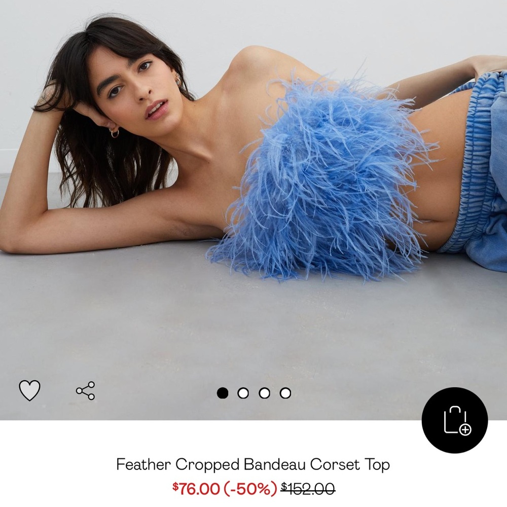 Feather cropped bandeau corset top